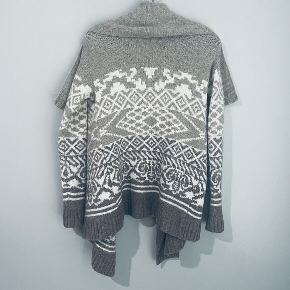 Abercrombie & Fitch Women's Small Gray Fair Isle Cardigan Oversized Wool Blend - Picture 5 of 10